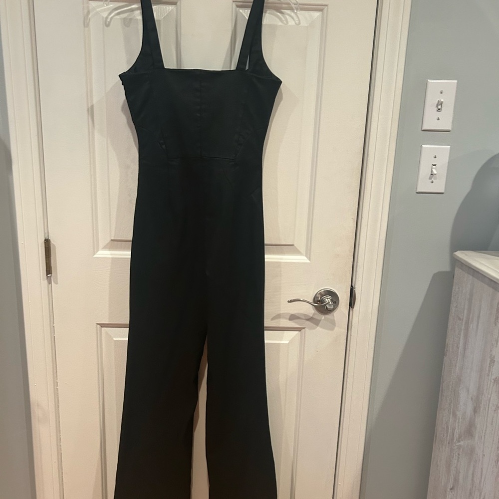 7 For All Mankind Black Wide-Leg Jumpsuit